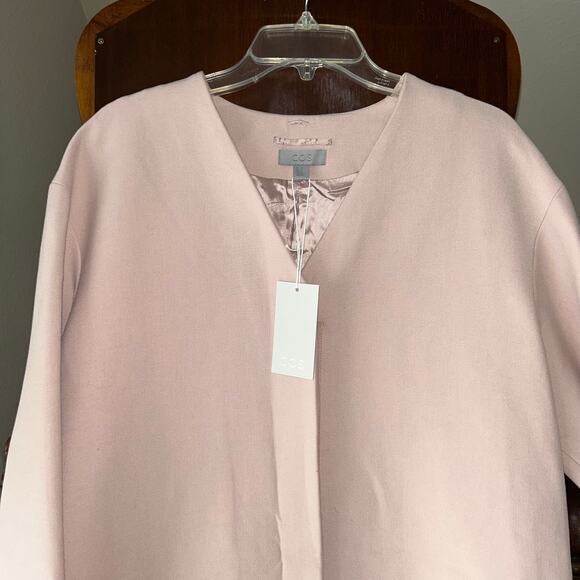 NWT COS Pink Trench coat full zip women’s size 10 retail $225 - Picture 2 of 12